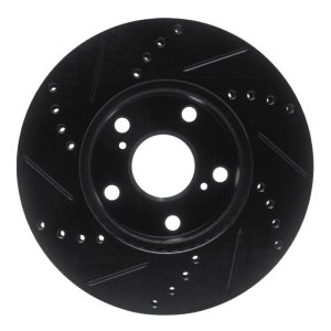 Toyota Tacoma Brake Rotor (1) - Front Right - R1 Concepts - Drilled & Slotted - Black - `05-`15